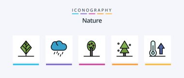 Nature Line Filled 5 Icon Pack Including nature. leaf. nature. ecology. globe. Creative Icons Design