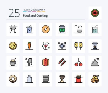 Food 25 Line Filled icon pack including spoon. kitchen. food. drink. coffee