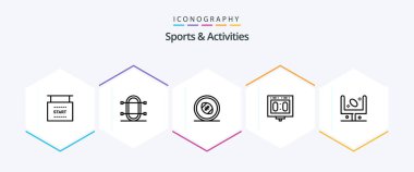 Sports and Activities 25 Line icon pack including sports. scoreboard. sport. competition. rugby posts