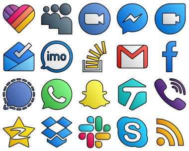 Filled Line Style Social Media Icon Collection stock. stockoverflow. fb and audio 20 Fresh icons