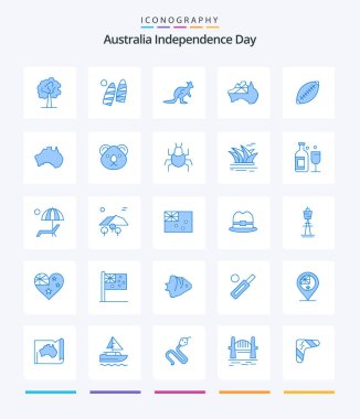 Creative Australia Independence Day 25 Blue icon pack  Such As afl. country. australia. map. trave