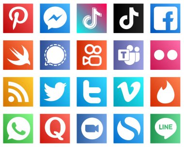 20 Professional Social Media Icons such as microsoft team. mesenger and swift icons. Minimalist and professional