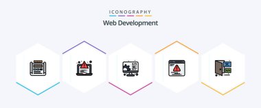 Web Development 25 FilledLine icon pack including coding. error. web. web. web