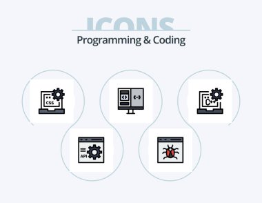 Programming And Coding Line Filled Icon Pack 5 Icon Design. error. develop. laptop. programming. develop