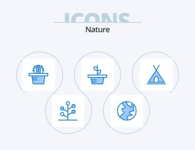 Nature Blue Icon Pack 5 Icon Design. . tent. pot. nature. plant
