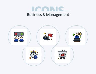 Business And Management Line Filled Icon Pack 5 Icon Design. . marketing. money. calendar. specialist