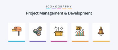 Project Management And Development Line Filled 5 Icon Pack Including focus. light. planning. idea. success. Creative Icons Design