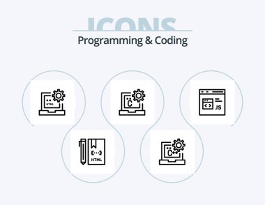 Programming And Coding Line Icon Pack 5 Icon Design. coding. c. development. process. develop