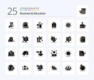 Business And Education 25 Solid Glyph icon pack including product. insurance. finance. web. pay