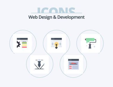 Web Design And Development Flat Icon Pack 5 Icon Design. design. creative. web. brush. bulb