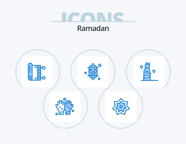 Ramadan Blue Icon Pack Σχεδίαση Εικονιδίου Φως Φεστιβάλ Ισλάμ Διακόσμηση — Διανυσματικό Αρχείο