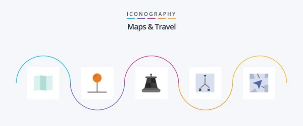 Maps Travel Flat Icon Pack Including Coordinates Navigation — Vector de stock