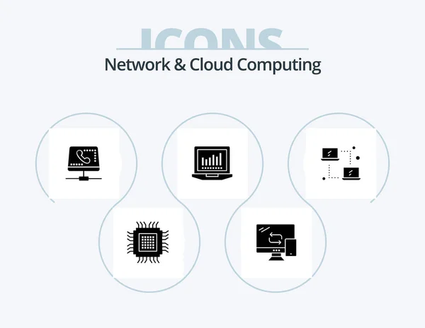 Network Cloud Computing Glyph Icon Pack Icon Design Computing Computing — Stock Vector