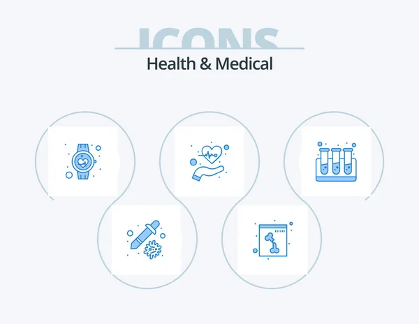Salud Médico Blue Icon Pack Icon Design Sangre Vida Atención — Archivo Imágenes Vectoriales