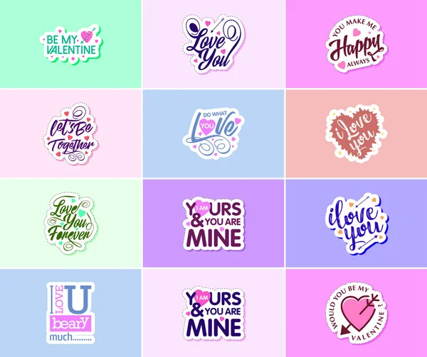 Saying Love You Beautiful Valentine Day Design Stickers — Vector de stock