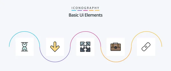 Basic Elements Line Filled Flat Icon Pack Including Metal Paper — 图库矢量图片