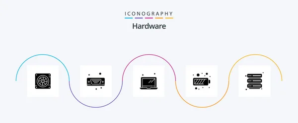 Hardware Glyph Icon Pack Including Security Hosting Computer Energy Charging — 图库矢量图片