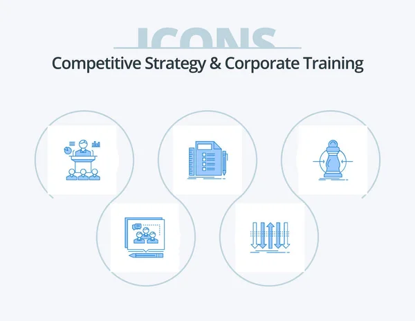 Competitive Strategy Corporate Training Blue Icon Pack Icon Design Plan — Stok Vektör