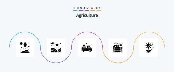 Agriculture Glyph Icon Pack Including Agriculture Farm Water Apples Agriculture — Image vectorielle
