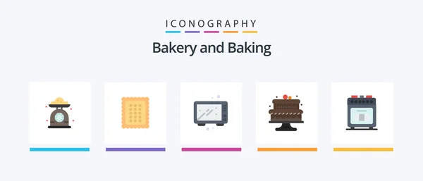 Baking Flat Icon Pack Including Baking Oven Bread Kitchen Cooking — 图库矢量图片