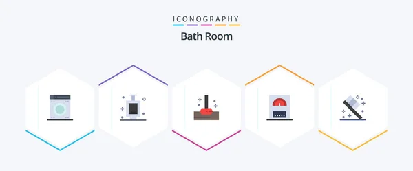 Bath Room Flat Icon Pack Including Bathroom Room Toothbrush — Wektor stockowy