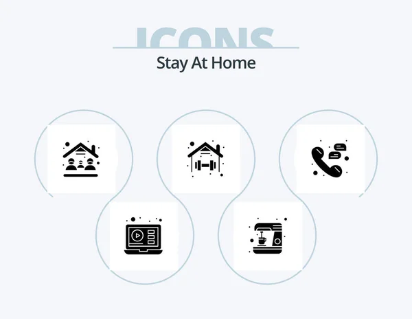 Stay Home Glyph Icon Pack Icon Design Останься Рутина Маска — стоковый вектор