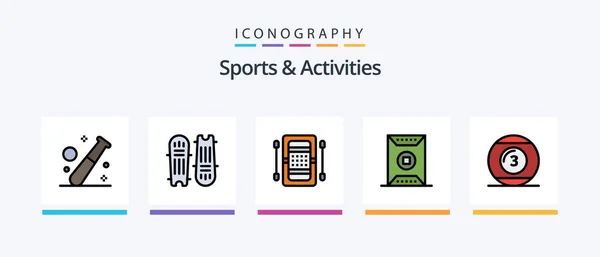 Sports Activities Line Filled Icon Pack Including Feather Shuttlecock Badminton — Vector de stock