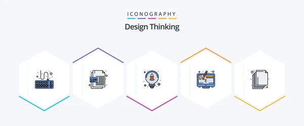 Design Thinking Filledline Ikon Pack Inklusive Lager Ordna Det Kreativ — Stock vektor