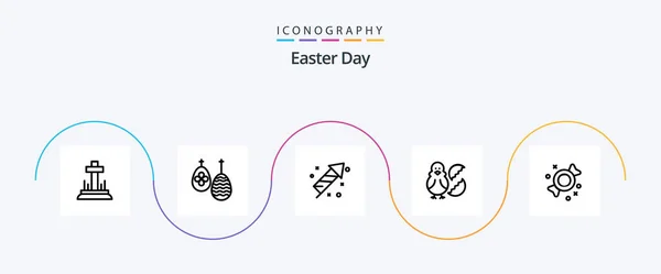 Easter Line Icon Pack Including Bonbon Baby Fire Work Easter — Stockvector
