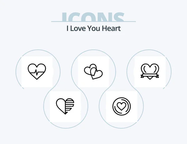 Heart Line Icon Pack Icon Design Report Heart Love Tick — Stock Vector