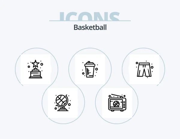 Basketball Line Icon Pack Icon Design Tactics Path Basket Injury — Stockvektor