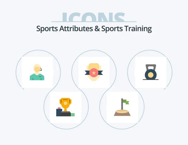 Sports Atributes Sports Training Flat Icon Pack Icon Design Shield — Stock Vector