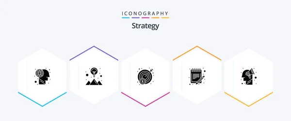 Strategy Glyph Icon Pack Including Strategy Campaign Profit Sheet Paper — Stockvektor