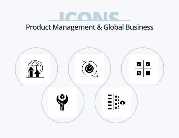 Product Management Global Business Glyph Icoon Pack Icoon Design Snel — Stockvector