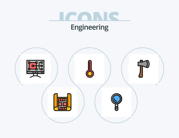 Engineering Line Filled Icon Pack Icon Design Setting Construction Construction — Stockvector