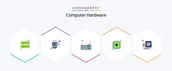 Computer Hardware Flat Icon Pack Including Hardware Card Device Storage — Stock Vector