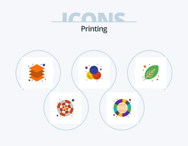 Printing Flat Icon Pack Icon Design Green Rgb Color Wheel — Vetor de Stock