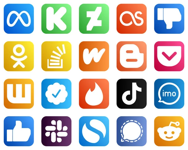 Social Media Icons Your Designs Pocket Blogger Odnoklassniki Literature Overflow — Stock Vector