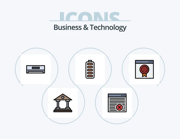 Бізнес Технології Лінія Заповнення Іконок Icon Design Акумулятор Світло Нагорода — стоковий вектор