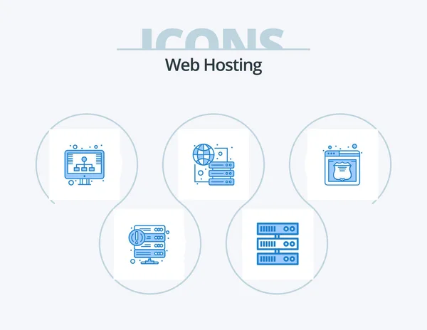 Web Hosting Blue Icon Pack Icona Design Hosting Server Diagramma — Vettoriale Stock