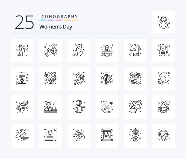 Womens Day Line Icon Pack Including Homophile Feminism Female World — Stok Vektör