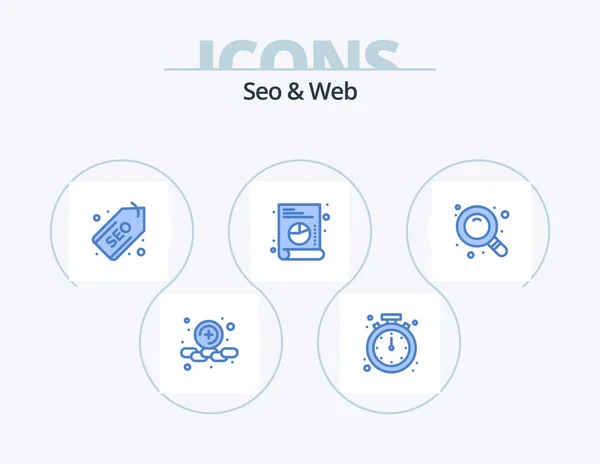 Seo Web Blue Icon Pack Icon Design Find Search Web — Stock Vector