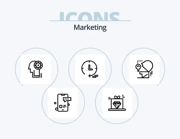 Marketing Line Icon Pack Icon Design Gear Marketing Cogwheel Marketing — Vetor de Stock