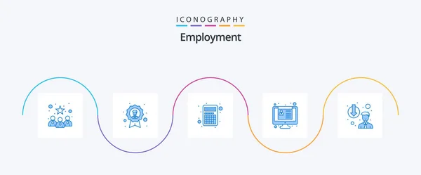 Employment Blue Icon Pack Including Career Demotion Job Application Medal — стоковый вектор