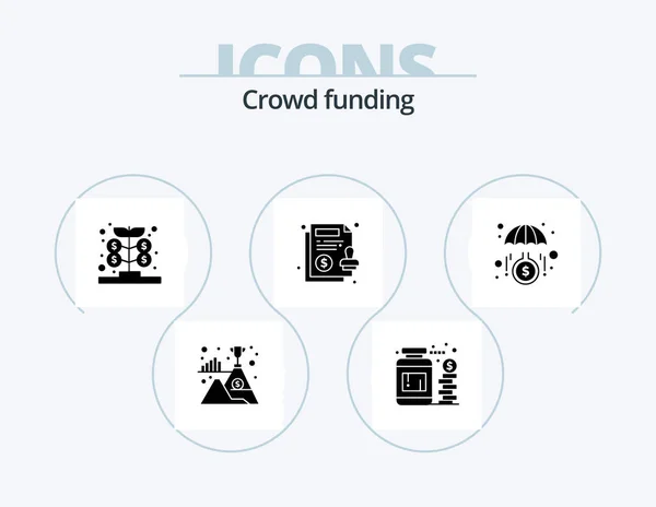 Crowdfunding Glyph Icon Pack Icon Design Growth Paper Fund Guarantee — Vetor de Stock
