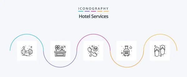 Hotel Services Line Icon Pack Including Spa Travel Hours Suit — Image vectorielle