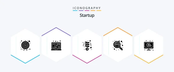 Startup Glyph Icon Pack Including Pay Seo Growth Search Audit — стоковый вектор