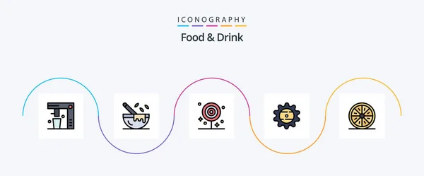 Food Drink Line Filled Flat Icon Pack Including Drink Bottle — Stock Vector