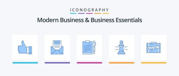 Modern Business Business Essentials Blue Icon Pack Including File Business — Vetor de Stock