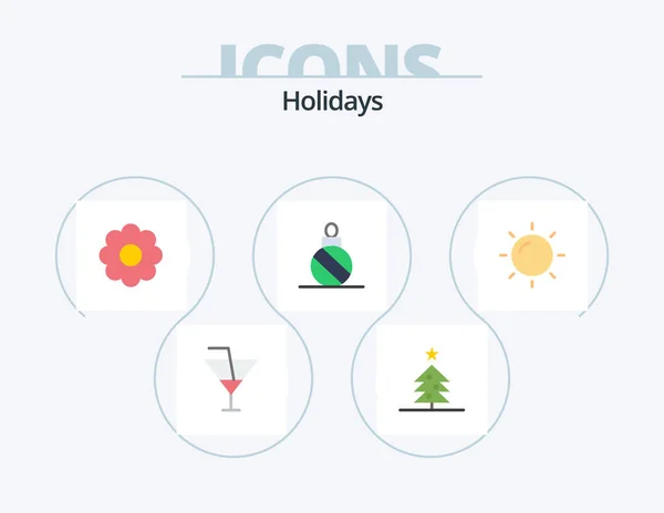 Holidays Flat Icon Pack Icon Design Vacation Summer Pot Holiday —  Vetores de Stock